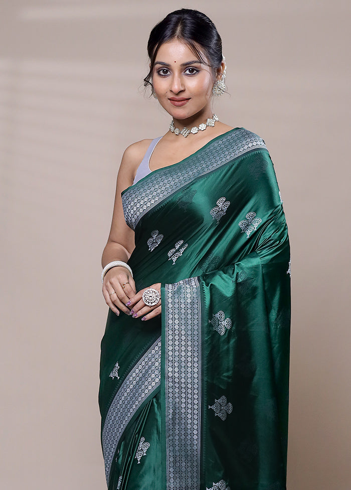 Green Dupion Silk Saree With Blouse Piece