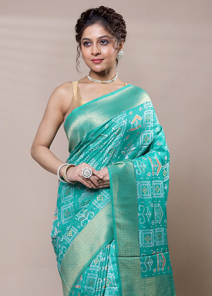 Green Dupion Silk Saree With Blouse Piece