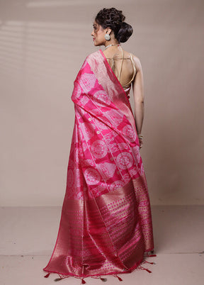 Pink Dupion Silk Saree With Blouse Piece