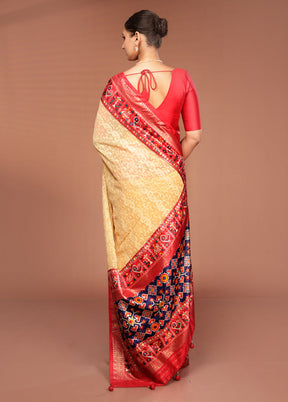 Cream Tissue Silk Saree With Blouse Piece
