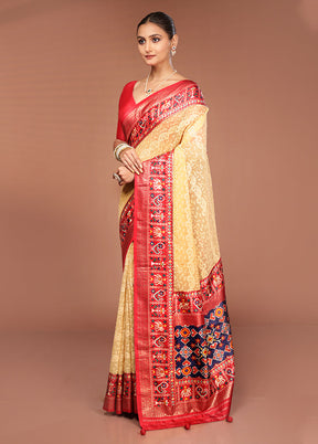Cream Tissue Silk Saree With Blouse Piece