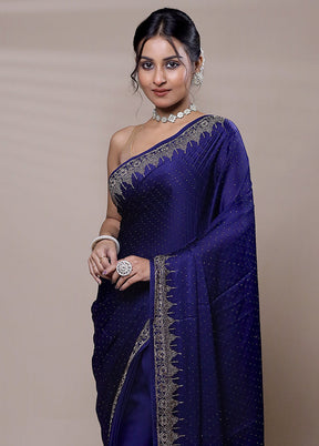 Blue Handloom Net Pure Net Saree With Blouse Piece