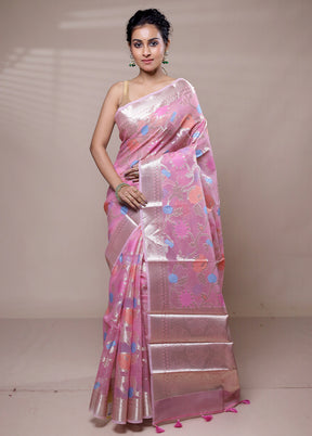 Pink Organza Saree With Blouse Piece