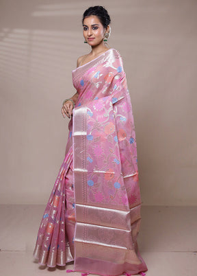 Pink Organza Saree With Blouse Piece