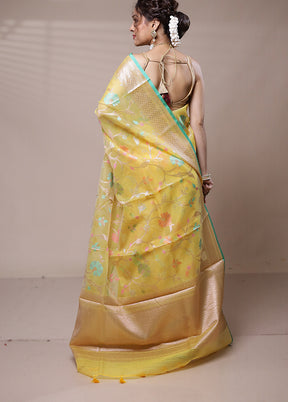 Yellow Organza Saree With Blouse Piece