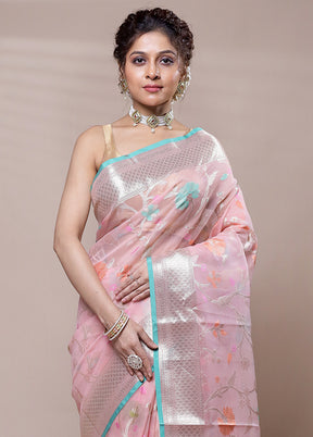 Pink Organza Saree With Blouse Piece