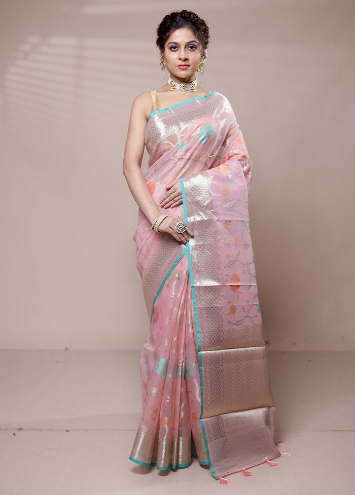 Pink Organza Saree With Blouse Piece