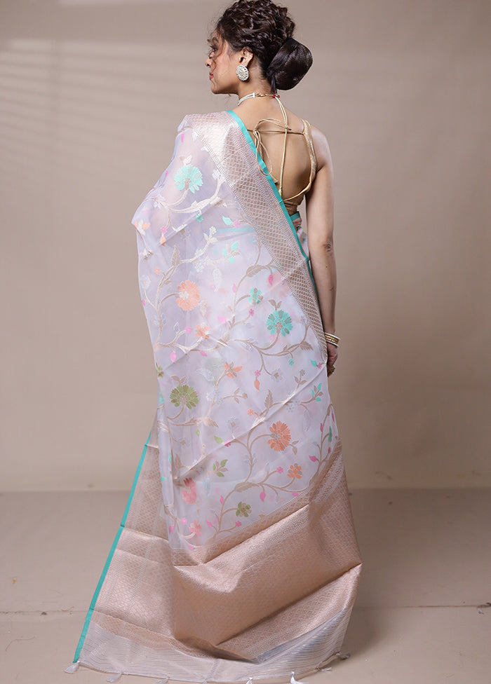 Cream Organza Saree With Blouse Piece