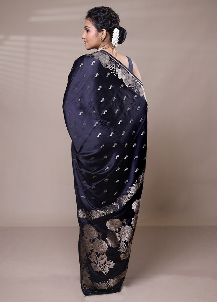 Black Dupion Silk Saree With Blouse Piece