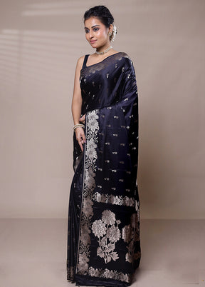 Black Dupion Silk Saree With Blouse Piece