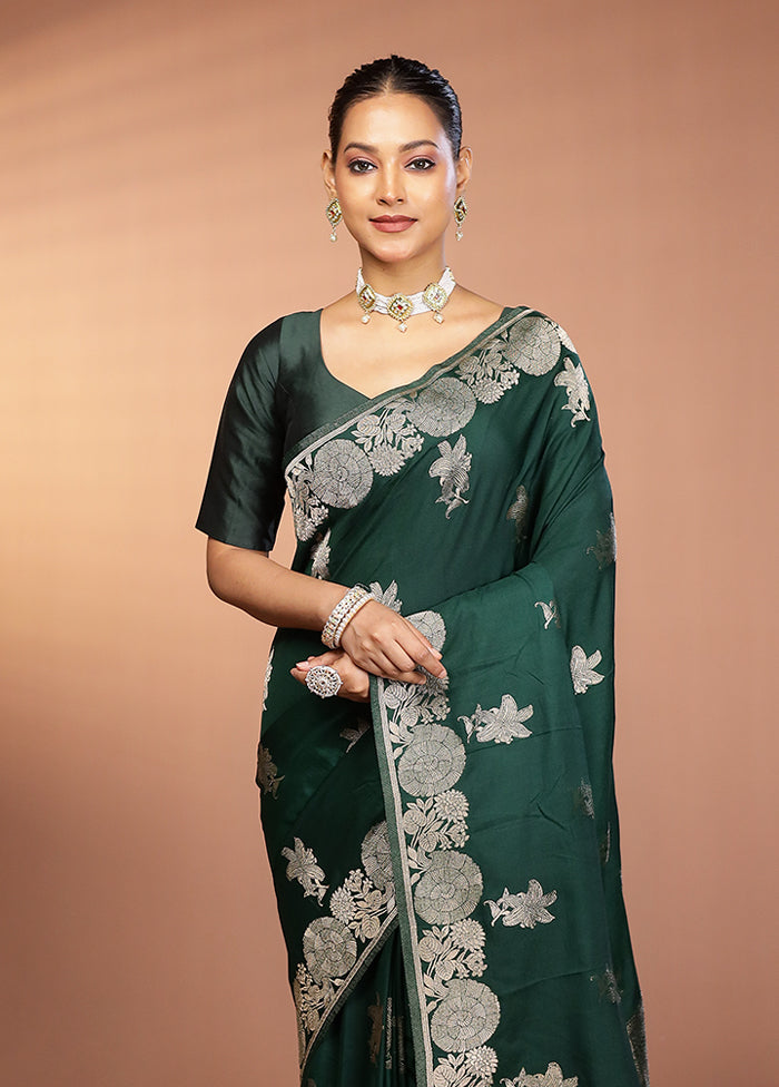 Green Dupion Silk Saree With Blouse Piece