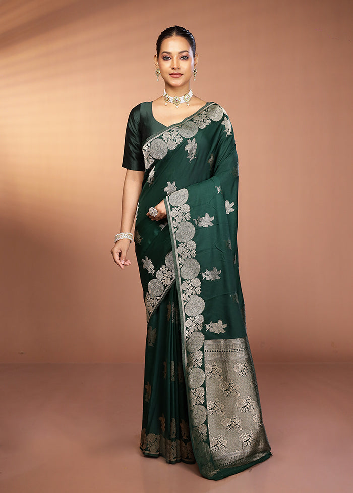 Green Dupion Silk Saree With Blouse Piece