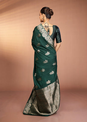Green Dupion Silk Saree With Blouse Piece