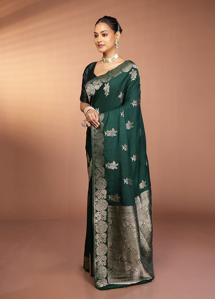 Green Dupion Silk Saree With Blouse Piece