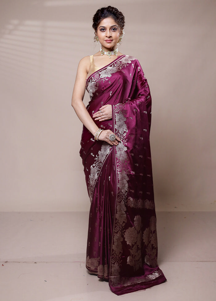 Maroon Dupion Silk Saree With Blouse Piece