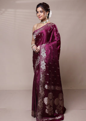 Maroon Dupion Silk Saree With Blouse Piece