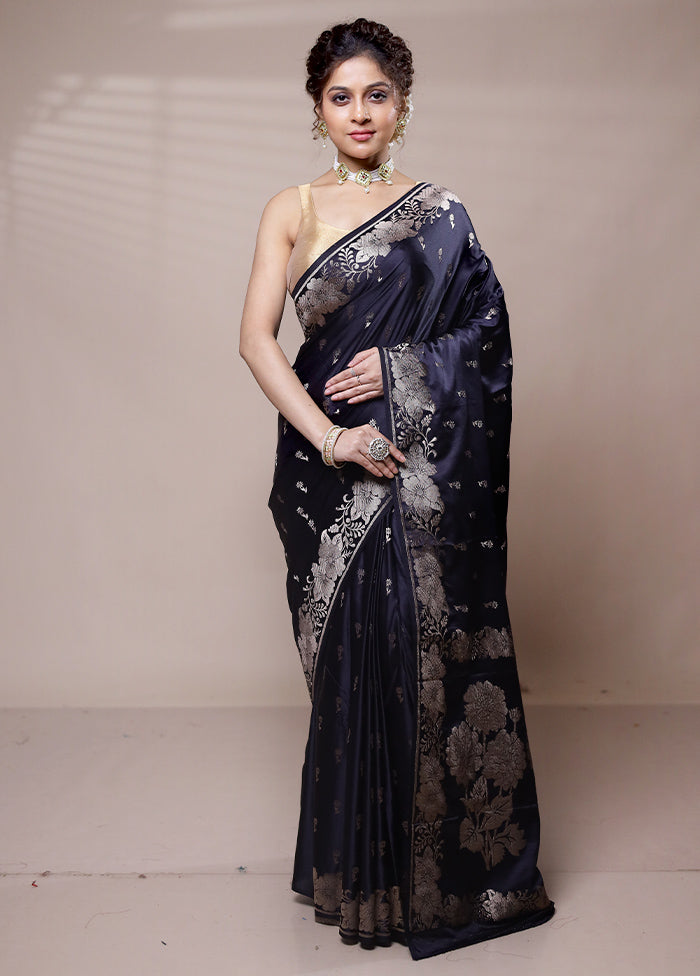 Blue Dupion Silk Saree With Blouse Piece