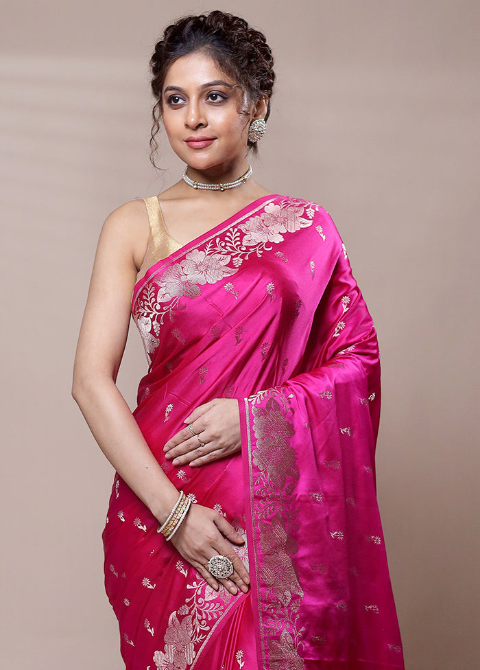 Pink Dupion Silk Saree With Blouse Piece