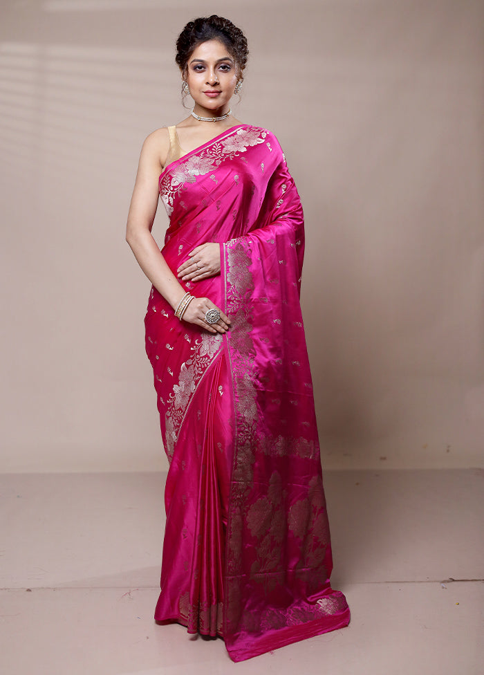 Pink Dupion Silk Saree With Blouse Piece