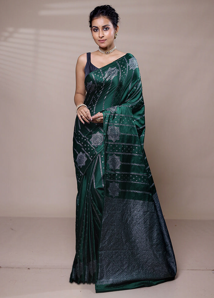 Green Dupion Silk Saree With Blouse Piece