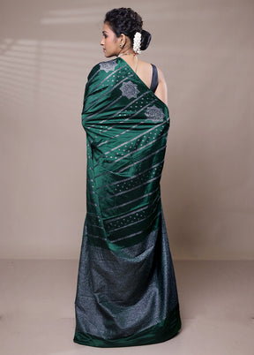 Green Dupion Silk Saree With Blouse Piece