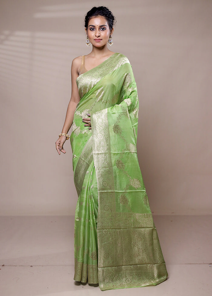 Green Dupion Silk Saree With Blouse Piece