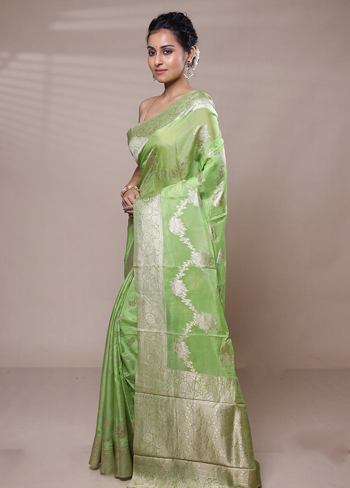 Green Dupion Silk Saree With Blouse Piece