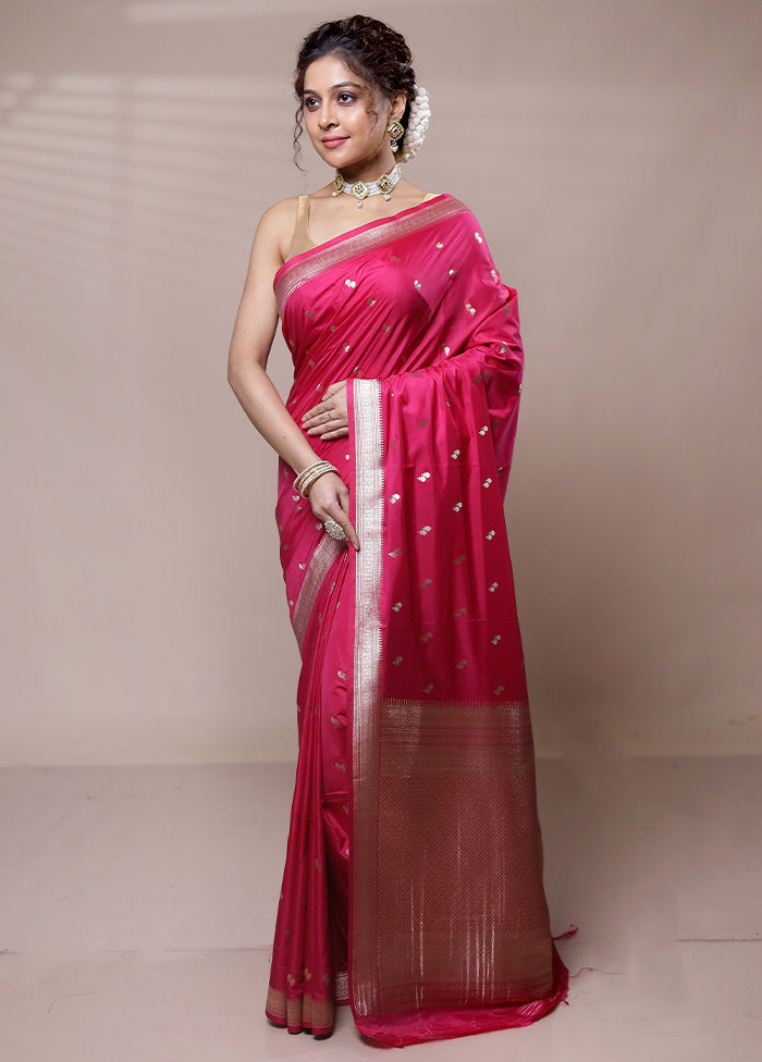 Red Dupion Silk Saree With Blouse Piece