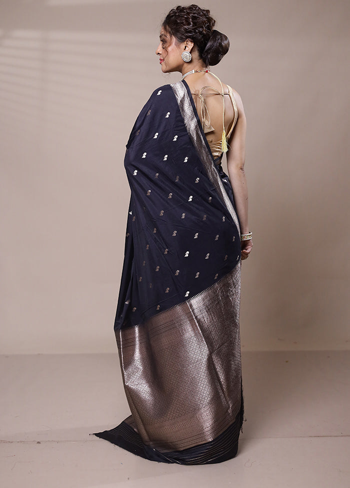 Blue Dupion Silk Saree With Blouse Piece