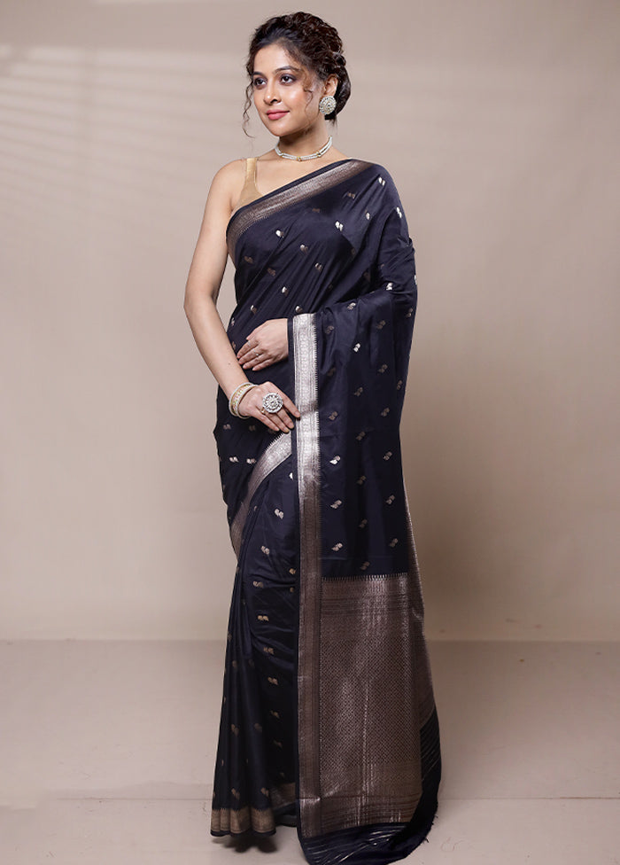 Blue Dupion Silk Saree With Blouse Piece