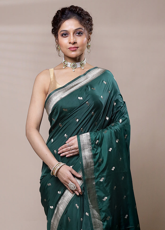 Green Dupion Silk Saree With Blouse Piece