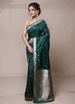 Green Dupion Silk Saree With Blouse Piece