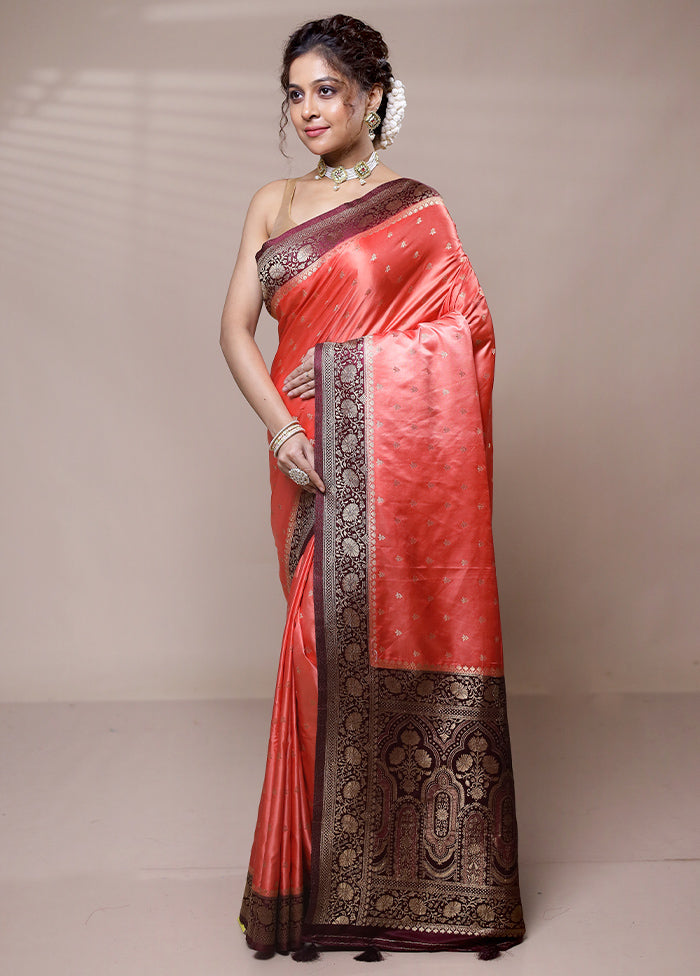 Pink Katan Silk Saree With Blouse Piece