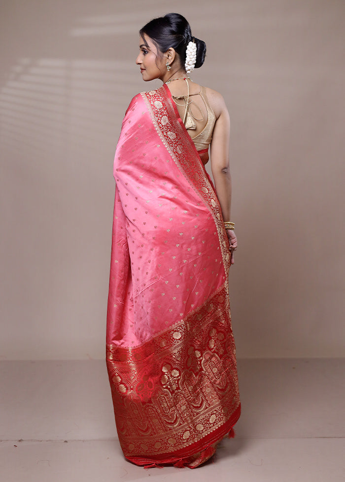 Pink Katan Silk Saree With Blouse Piece