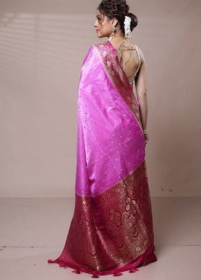 Pink Katan Silk Saree With Blouse Piece