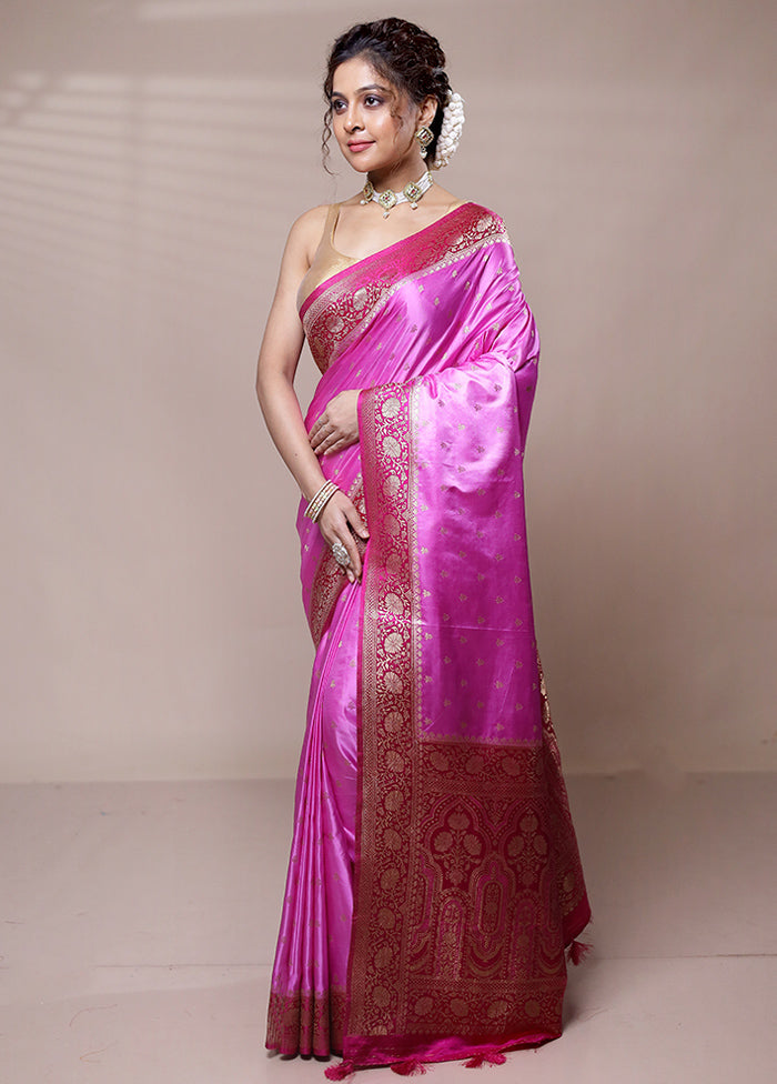 Pink Katan Silk Saree With Blouse Piece