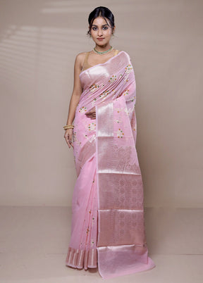 Pink Cotton Saree With Blouse Piece