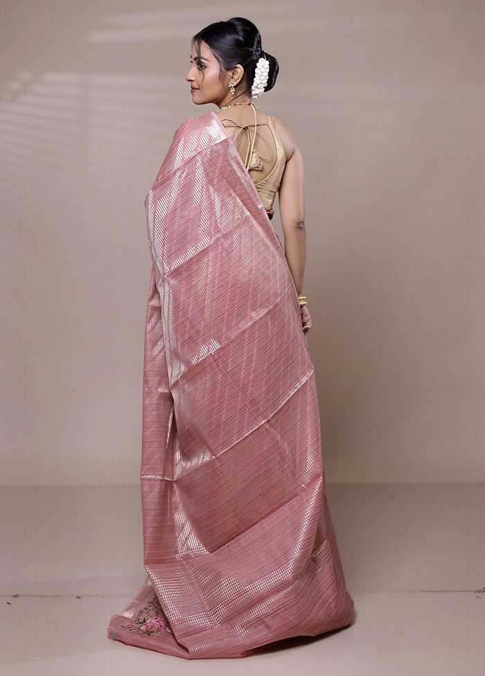 Pink Tissue Silk Saree With Blouse Piece