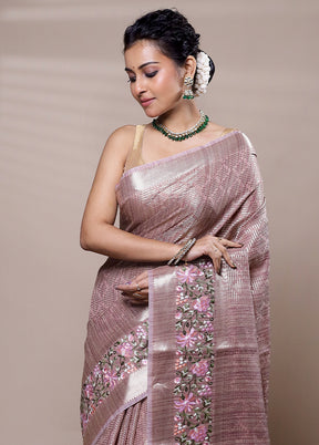 Purple Tissue Silk Saree With Blouse Piece