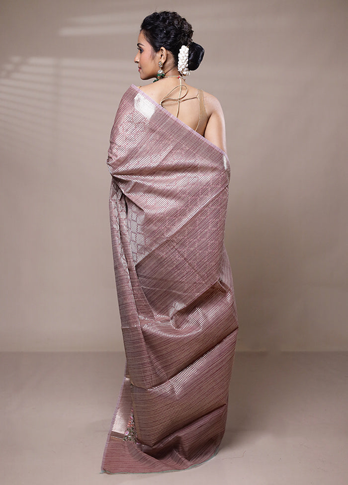 Purple Tissue Silk Saree With Blouse Piece