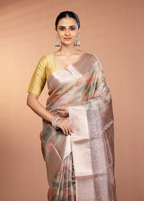 Multicolor Tissue Silk Saree With Blouse Piece