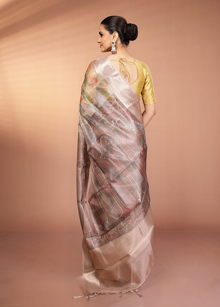 Multicolor Tissue Silk Saree With Blouse Piece