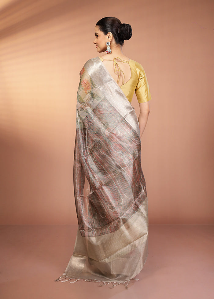 Multicolor Tissue Silk Saree With Blouse Piece