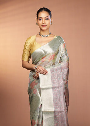 Multicolor Tissue Silk Saree With Blouse Piece