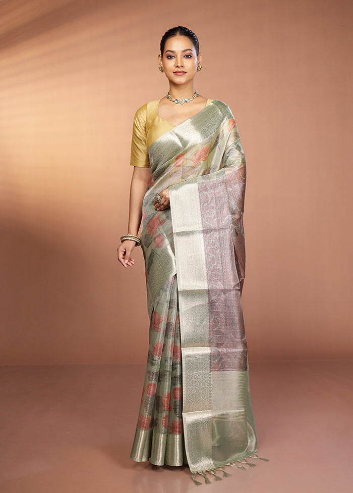 Multicolor Tissue Silk Saree With Blouse Piece
