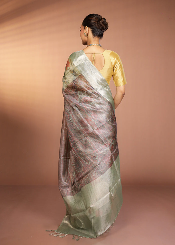Multicolor Tissue Silk Saree With Blouse Piece