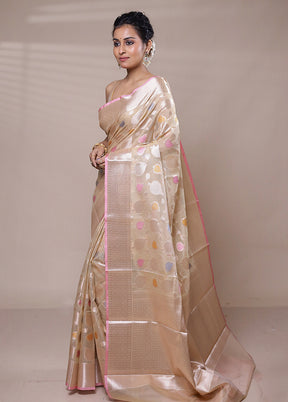 Cream Kota Cotton Saree With Blouse Piece