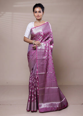 Purple Kora Silk Saree With Blouse Piece