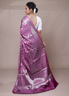 Purple Kora Silk Saree With Blouse Piece