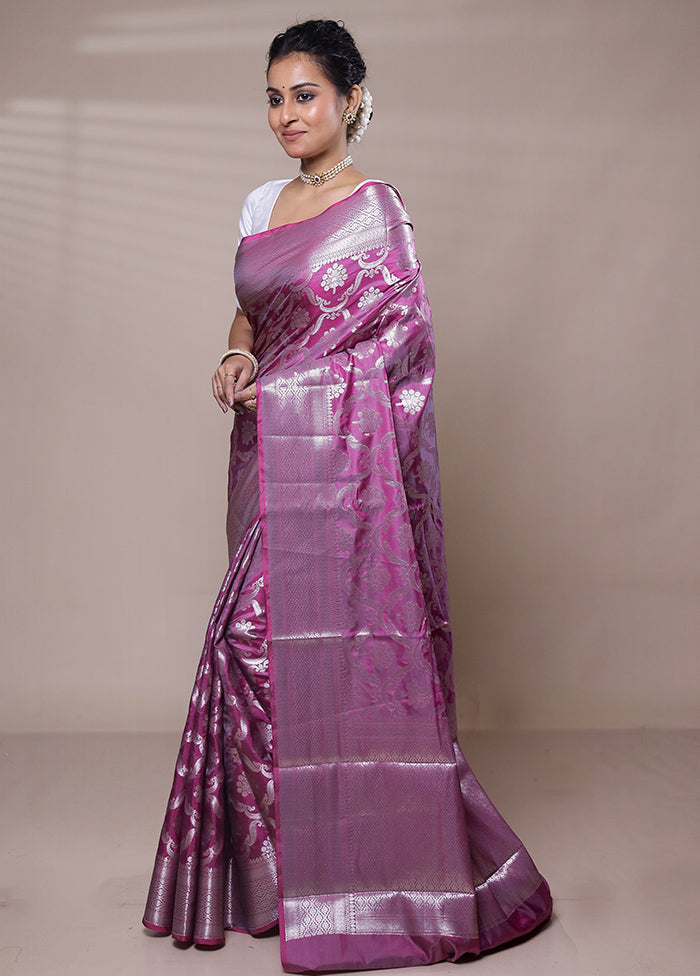 Purple Kora Silk Saree With Blouse Piece